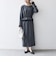 〈洗濯機可能〉フロッキー ドット レース ペプラム ワンピース ［NAVY BLUE］