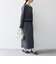 〈洗濯機可能〉フロッキー ドット レース ペプラム ワンピース ［NAVY BLUE］