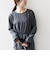 〈洗濯機可能〉フロッキー ドット レース ペプラム ワンピース ［NAVY BLUE］