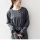 〈洗濯機可能〉フロッキー ドット レース ペプラム ワンピース ［NAVY BLUE］