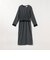 〈洗濯機可能〉フロッキー ドット レース ペプラム ワンピース ［NAVY BLUE］