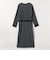 〈洗濯機可能〉フロッキー ドット レース ペプラム ワンピース ［NAVY BLUE］