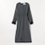 〈洗濯機可能〉フロッキー ドット レース ペプラム ワンピース ［NAVY BLUE］