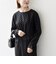 〈洗濯機可能〉フロッキー ドット レース ペプラム ワンピース ［NAVY BLUE］