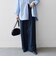 《予約》〈洗濯機可能〉グレンチェック センタープレス イージー ワイド パンツ［NAVY BLUE］