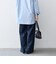 《予約》〈洗濯機可能〉グレンチェック センタープレス イージー ワイド パンツ［NAVY BLUE］