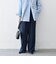 《予約》〈洗濯機可能〉グレンチェック センタープレス イージー ワイド パンツ［NAVY BLUE］