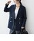 《予約》〈手洗い可能〉グレンチェック テーラード ダブル ジャケット［NAVY BLUE］