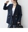 《予約》〈手洗い可能〉グレンチェック テーラード ダブル ジャケット［NAVY BLUE］