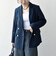 《予約》〈手洗い可能〉グレンチェック テーラード ダブル ジャケット［NAVY BLUE］