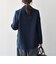 《予約》〈手洗い可能〉グレンチェック テーラード ダブル ジャケット［NAVY BLUE］