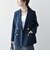 《予約》〈手洗い可能〉グレンチェック テーラード ダブル ジャケット［NAVY BLUE］