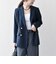 《予約》〈手洗い可能〉グレンチェック テーラード ダブル ジャケット［NAVY BLUE］