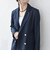 《予約》〈手洗い可能〉グレンチェック テーラード ダブル ジャケット［NAVY BLUE］