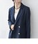 《予約》〈手洗い可能〉グレンチェック テーラード ダブル ジャケット［NAVY BLUE］