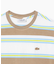 オーバーサイズ レーヨン クロップド丈 ミックスボーダー半袖Tシャツ