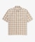 リネンブレンドオープンカラーオンブレチェックシャツ
