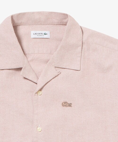 LACOSTE グラデーションモノグラムオープンカラーシャツ グラデーション コットンオックスフォード オープンカラーシャツ