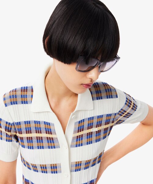 リブニットマルチカラーシャツドレス｜ラコステの通販｜&mall（アンド