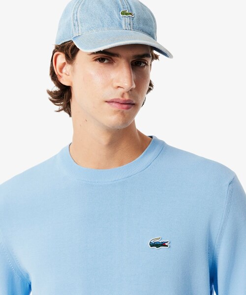 【ライトブルー】ランドスケープワニロゴコットンニットセーター ラコステ LACOSTE ランドスケープワニロゴコットンニットセーター