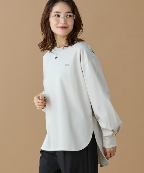 【未着用】ラコステバルーンスリーブオーバーサイズTシャツ【LACOSTE】 オンライン限定】LACOSTE バルーンスリーブ サイドスリット オーバー
