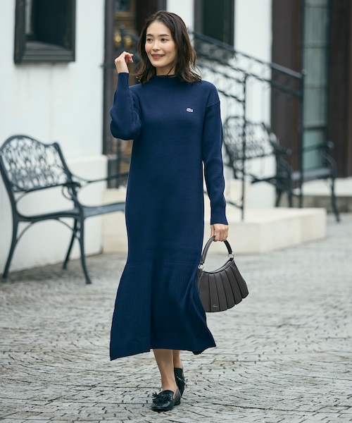 ローウエストリブニットドレス / フレアワンピース｜ラコステの通販