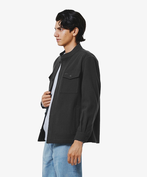 【グレー】ウールブレンドメルトン スタンドカラーシャツブルゾン ウールブレンドメルトン スタンドカラーシャツブルゾン | LACOSTE