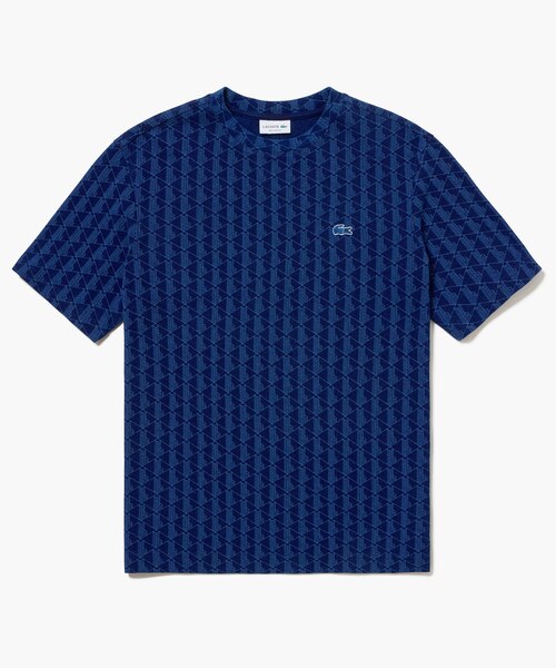 【ブラック】インディゴ鹿の子地 モノグラム半袖Tシャツ インディゴ鹿の子地 モノグラム半袖Tシャツ | LACOSTE/ラコステ