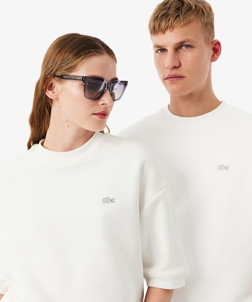 LACOSTE 半袖スウェット ホワイト サスティナブル半袖スウェット｜ラコステの通販｜&mall（アンドモール