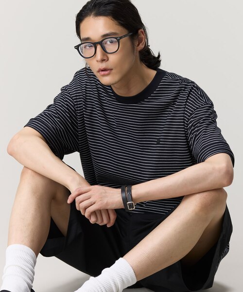 オンライン限定】LACOSTE ボーダー リンガーネック 半袖Tシャツ