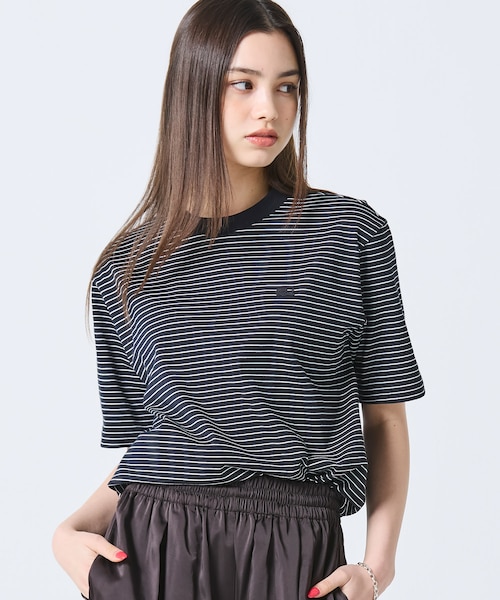 オンライン限定】LACOSTE ボーダー リンガーネック 半袖Tシャツ