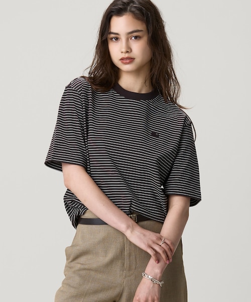 オンライン限定】LACOSTE ボーダー リンガーネック 半袖Tシャツ