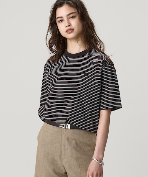 オンライン限定】LACOSTE ボーダー リンガーネック 半袖Tシャツ