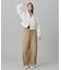 裾ギャザーストレッチワイドパンツ