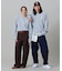 【オンライン限定】LACOSTE オーバーサイズ ワンポイント刺繍ロゴ ヘンリーネック長袖Tシャツ / ワッフルカットソー