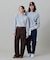 【オンライン限定】LACOSTE オーバーサイズ ワンポイント刺繍ロゴ ヘンリーネック長袖Tシャツ / ワッフルカットソー