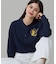【オンライン限定】LACOSTE オーバーサイズ ワンポイント刺繍ロゴ ヘンリーネック長袖Tシャツ / ワッフルカットソー
