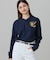 【オンライン限定】LACOSTE オーバーサイズ ワンポイント刺繍ロゴ ヘンリーネック長袖Tシャツ / ワッフルカットソー
