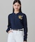 【オンライン限定】LACOSTE オーバーサイズ ワンポイント刺繍ロゴ ヘンリーネック長袖Tシャツ / ワッフルカットソー