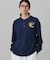 【オンライン限定】LACOSTE オーバーサイズ ワンポイント刺繍ロゴ ヘンリーネック長袖Tシャツ / ワッフルカットソー