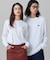 【オンライン限定】LACOSTE  オーバーサイズ 配色ラインリブ ロングスリーブTシャツ