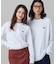 【オンライン限定】LACOSTE  オーバーサイズ 配色ラインリブ ロングスリーブTシャツ
