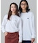 【オンライン限定】LACOSTE  オーバーサイズ 配色ラインリブ ロングスリーブTシャツ