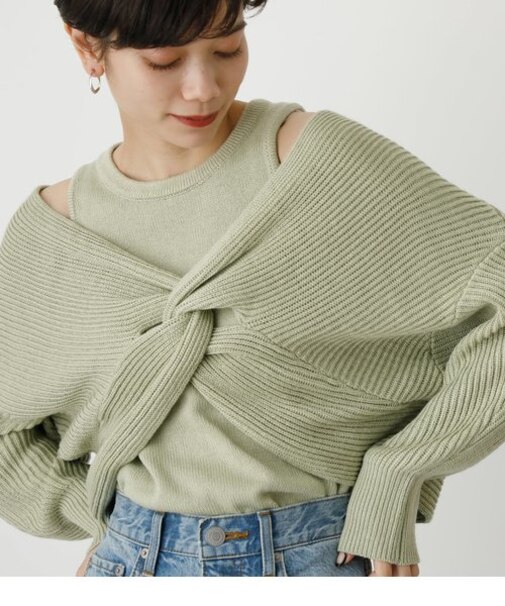 FRONT TWIST KNIT TOPS