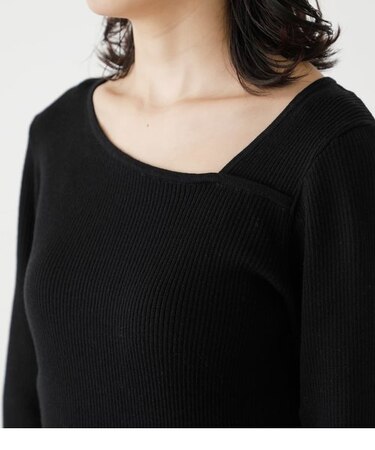 ASYMMETRY NECK L／S KNIT TOPS