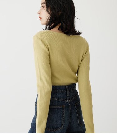 ASYMMETRY NECK L／S KNIT TOPS