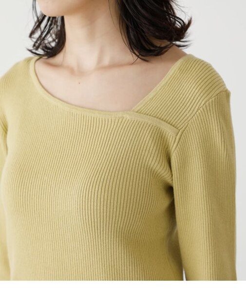 ASYMMETRY NECK L／S KNIT TOPS