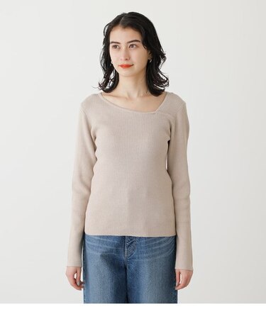 ASYMMETRY NECK L／S KNIT TOPS