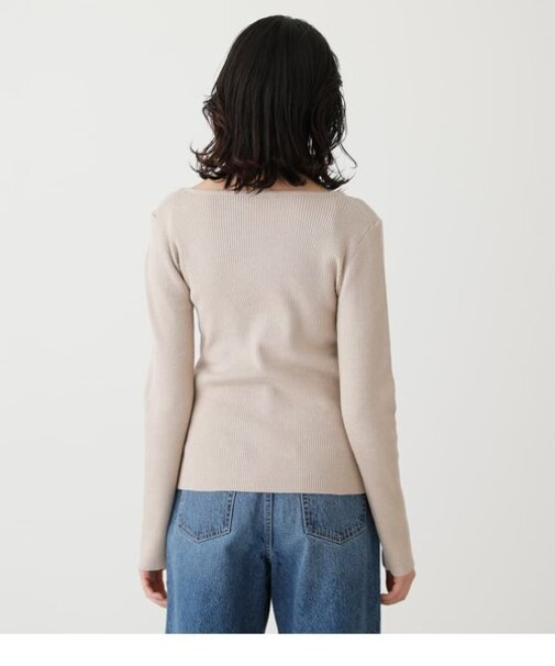 ASYMMETRY NECK L／S KNIT TOPS