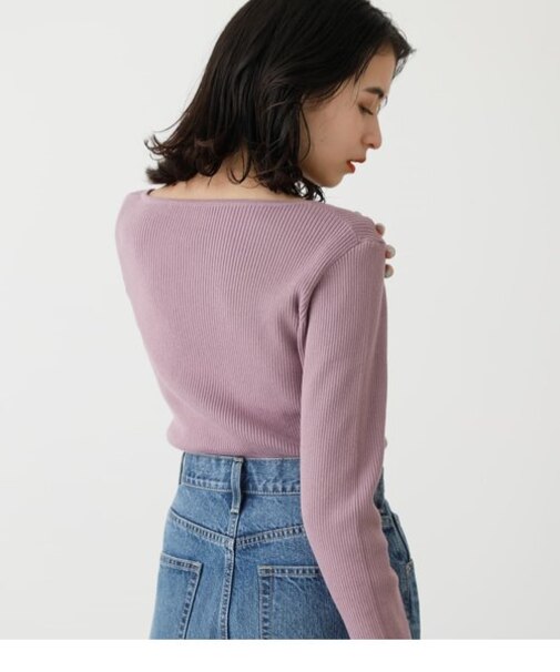 ASYMMETRY NECK L／S KNIT TOPS